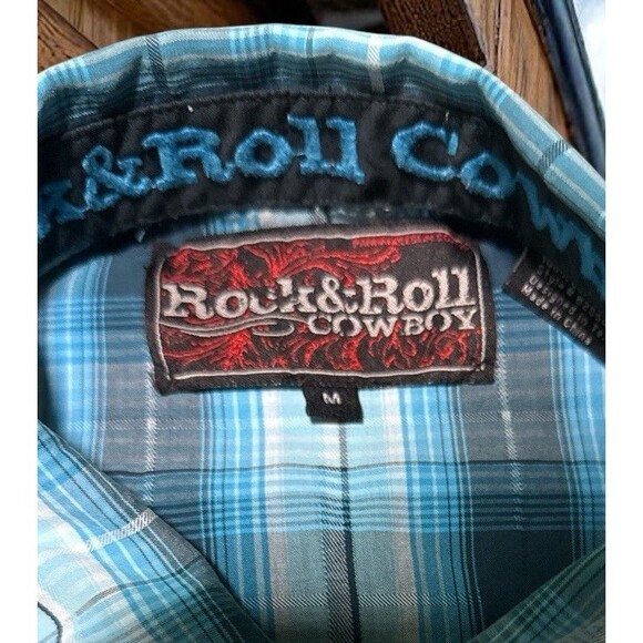 Rock & Roll Cowboy Shirt M Plaid Snap Medium Pearl Snap Western Rodeo 82SS429 - Picture 3 of 3